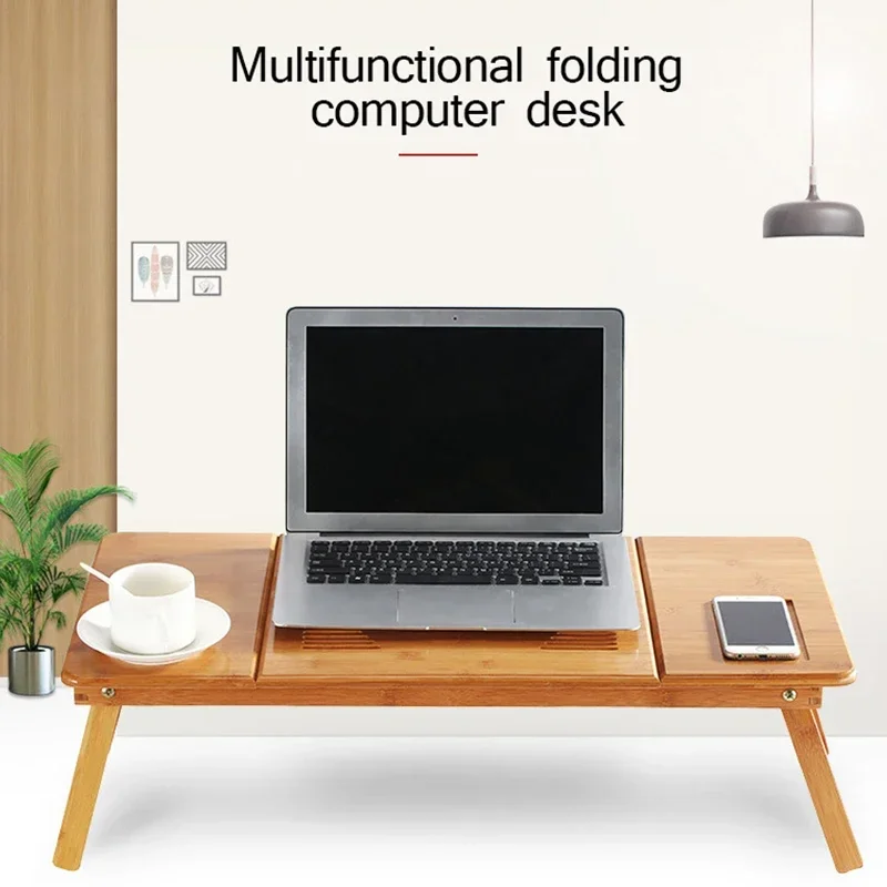 Laptop Stand Bamboo - Adjustable Bamboo Laptop Desk/Stand (with Fan)
