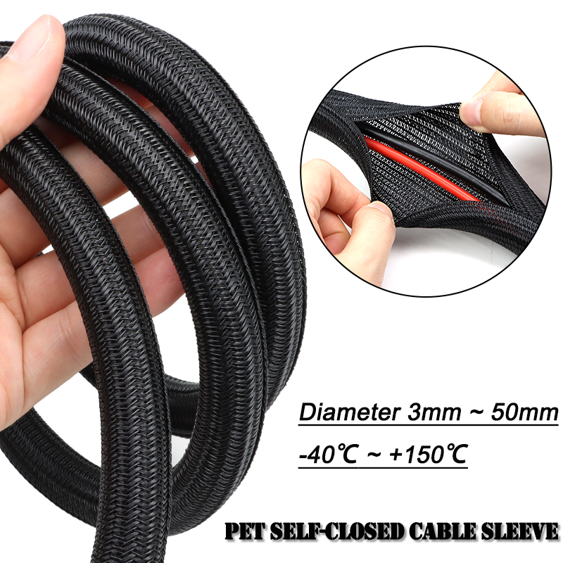 2/10m Black PET Braided Self-C - Cable Sleeve Neoprene 评论和价格