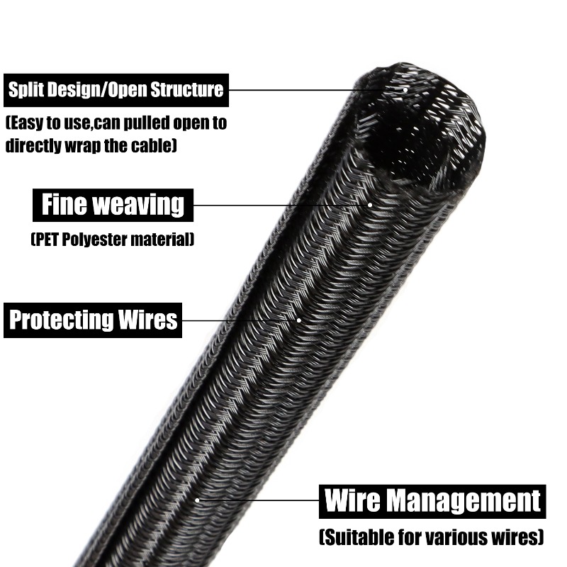 2/10m Black PET Braided Self-C - Cable Sleeve Neoprene 评论和价格