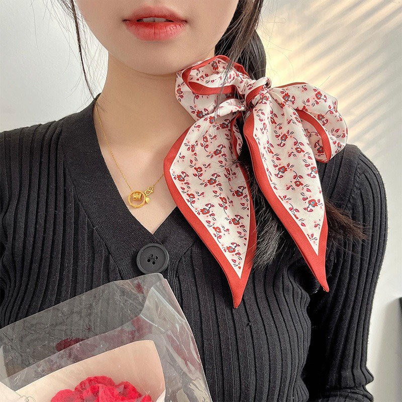 Women Fashion Red Floral Scarf - Useful Tech Accessories 评论和价格