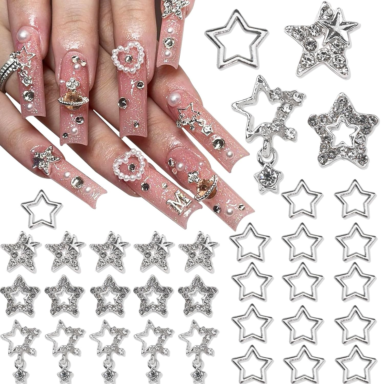 25PCS Star Nail Charms 3D Allo - Trending Tech Accessories 评论和价格
